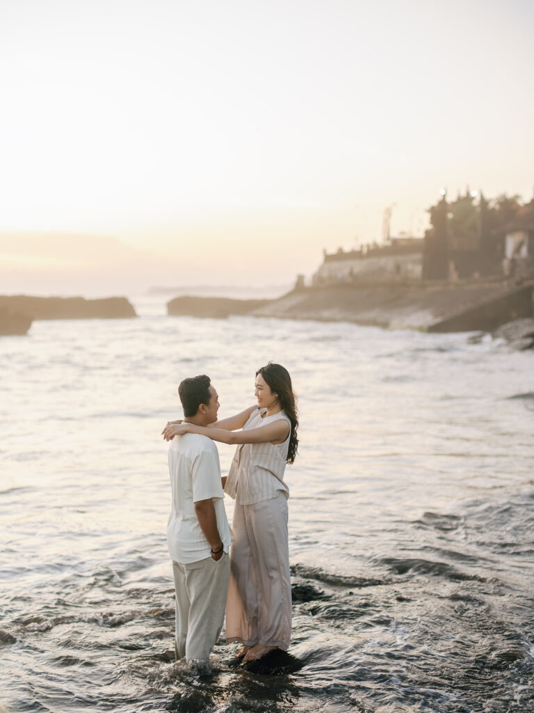 Canggu couple photoshoot Bali Batu Bolong beach golden hour waves