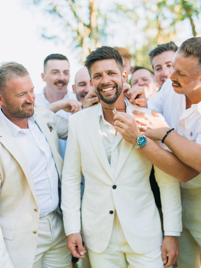 groom groomsmen getting ready candid documentary wedding photography bali luxima