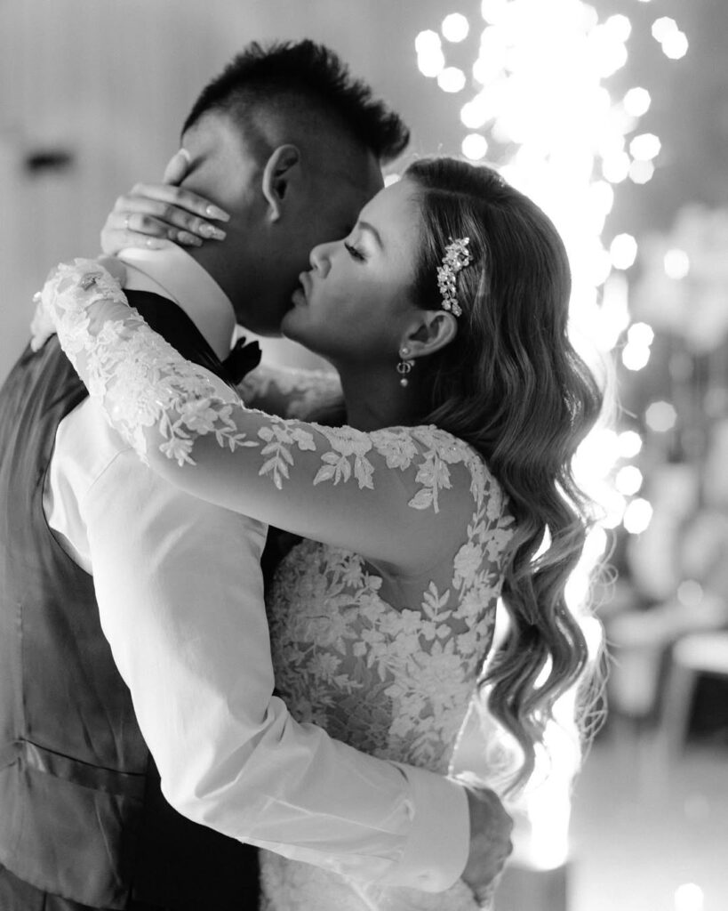 Intimate first dance close-up at Bali wedding — documentary wedding photographer Bali capturing the moment couples forget the camera exists