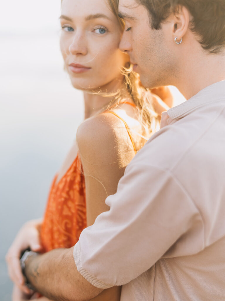 Pre-wedding photoshoot Bali golden hour close up candid natural light