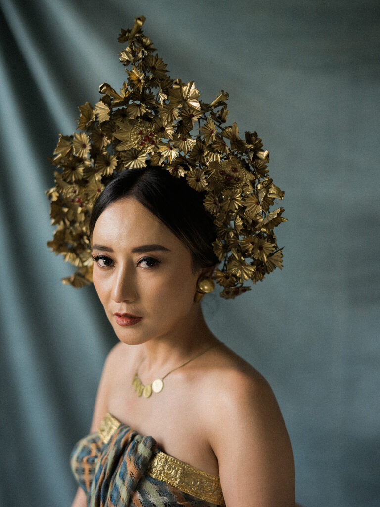 cultural portrait Bali traditional headpiece Fujifilm GFX fine art portrait
