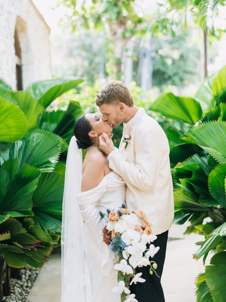 intimate wedding moment at Puri Temple Hill wedding venue garden Jimbaran Bali