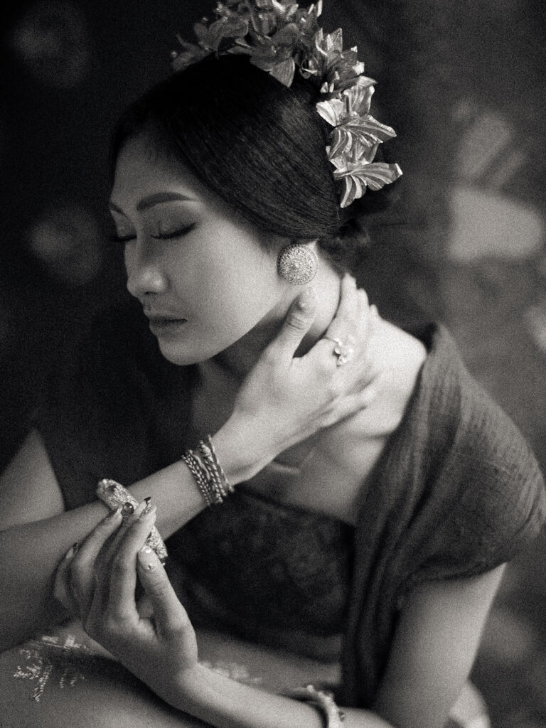 fine art cultural portrait Bali black and white emotional intimate portrait