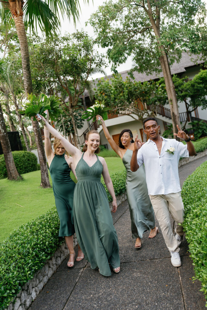 Wedding party celebrating at Padma Resort Legian Bali — documentary wedding photography